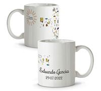 LolaPix Taza primera comunion. Regalos comunión personalizados con nombre y texto. Taza personalizada. COMUNIÓN CRUZ