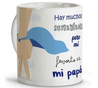 LolaPix Taza Súper Papá. Día del Padre. Tazas Desayuno Originales. Cerámica 330 ml. Regalos con Frases. Súper Padre