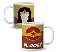 LolaPix Taza Superhéroes Personalizada con Nombre. Plástico. Vuelta al cole. Varios Diseños y Colores Interior. Maravilla