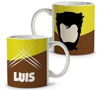 LolaPix Taza Superhéroes Personalizada con Nombre. Regalo Friki. Varios Diseños y Colores Interior. Lobezno. Taza cerámica 330ml