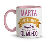 LolaPix Tazas día de la Madre. Tazas Personalizadas. Tazas con Frases. Tazas Desayuno Originales. Regalos Personalizados. Taza asa e Interior Rosa. Mejor Madre