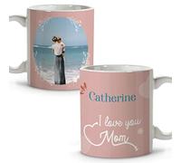 LolaPix Tazas personalizadas con nombre. Regalos Día de la Madre. Taza personalizada. Regalos originales. Varios diseños. Love You Mom. Taza cerámica 330ml
