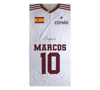 LolaPix Toalla Personalizada ESPAÑA Mundial 2026 Nombre y Dorsal. Toalla Mundial de Fútbol Selección Española. Cosas de Futbol para Niños Mundial 2026. Certificado Oeko. Varios Tamaños. España Blanca