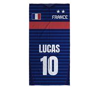 LolaPix Toalla Personalizada Francia Mundial 2026 Nombre y Dorsal. Toalla Mundial de Fútbol. Cosas de Futbol para Niños. Colección Mundial 2026. Certificado Oeko. Varios Tamaños. Francia