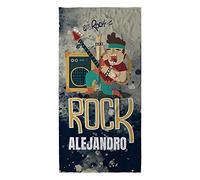 LolaPix Toalla Personalizada Playa Infantil. Toalla Playa Bebe. Toallas Personalizadas con Nombre. Varios Tamaños. Rock