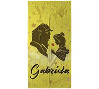 LolaPix Toalla Personalizada Playa Infantil. Toalla Playa Niña. Toallas Personalizadas con Nombre. Varios Tamaños. Bella Y Bestia