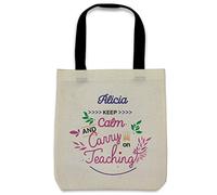 LolaPix Tote Bag Personalizada. Bolsa de Tela. Regalos Originales para Profesores. Regalos Personalizados. 36 x 39 cm. Varios diseños. Bolsa Greta. Carry on teaching