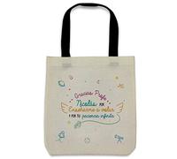 LolaPix Tote Bag Tela. Bolsa de Tela. Regalos Originales para Profesores. Regalos Personalizados. 36 x 39 cm. Varios diseños. Bolsa Greta. Paciencia infinita