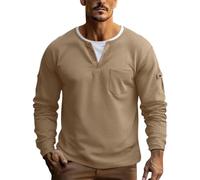 LoLayered Waffle - Camiseta de manga larga de dos piezas | Camisas de otoño para uso diario, manga larga, para casa, descanso, gimnasio, otoño, estilo calle, viajes, casual, lisa