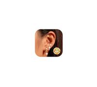 LOLIAS 3 Pares Pendientes Mujer Plata de Ley 925 Chapada en Oro Dorados de 14K Pendientes Pequeños CZ Pendientes Aro Piercings Oreja para Múltiples Piercings