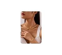 LOLIAS 3 Piezas Juegos de Joyas Mujer Gargantilla Pendientes Pulsera Mujer Pulsera Dorada Conjunto Collar y Pendientes Collar Dorado
