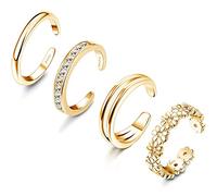 LOLIAS 4PCS Anillo Dedo Pie Plata de Ley 925 Abierta Anillo de Dedo para Mujeres Niñas Hipoalergénico Anillo Ajustable Abierto Anillos de Dedo Cola Joyería de Anillo de Pie Playa