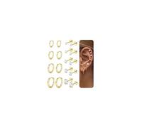 LOLIAS 9 Pares Pendientes Oro/Plata para Mujer Pendientes Plana Acero Quirúrgico Pequeños Pendientes Aro Tachuelas para Mujer Juego Hipoalergénicos Trago Cartílago Hélice para Múltiples Piercings