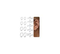 LOLIAS 9 Pares Pendientes Oro/Plata para Mujer Pendientes Plana Acero Quirúrgico Pequeños Pendientes Aro Tachuelas para Mujer Juego Hipoalergénicos Trago Cartílago Hélice para Múltiples Piercings