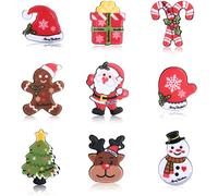 LOLIAS 9 Piezas Juego de Broches de Navidad Broches de Esmalte Multicolor Pasadores de Navidad Papá Noel Copos de Nieve Renos Muñeco de Nieve Campanas árboles de Navidad Alfileres de Joyería