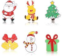 LOLIAS 9 Piezas Juego de Broches de Navidad Esmalte Multicolor - Pasadores de Papá Noel, Copos de Nieve, Renos, Muñeco de Nieve, Campanas, Árboles - Alfileres de Joyería