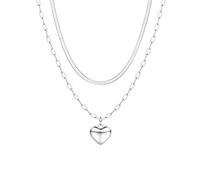 LOLIAS Collares Chapados Oro 14 Quilates para Mujer Collar Capas Collar con Colgante Corazón Collares Cadena Serpiente Oro Rosa/Conjunto Joyas para Mujer Chapadas Plata