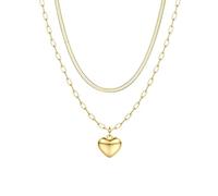 LOLIAS Collares Chapados Oro 14 Quilates para Mujer Collar Capas Collar con Colgante Corazón Collares Cadena Serpiente Oro Rosa/Conjunto Joyas para Mujer Chapadas Plata