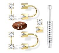LOLIAS Pendientes Medio Aro Plata Ley 925 para Mujer Pendientes Huggie Forma U Chapados Oro 14 QUILATES Anillo Herradura para Nariz Piercing para Tabique Joyería Bola Corazón CZ Pendientes Cartílago