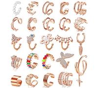 LOLIAS Pendientes Sin Agujero Mujer Pendientes Aro Pequeños Ear Cuff Pendientes Clip Falso Helix Puños de Cartílago Pendientes Hipoalergénicos Oro de 18 Quilates Mujer No Piercing Aretes