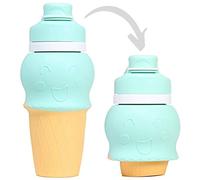 lolibees Botella de agua plegable de silicona para niños, sin BPA, 500 ml, con forma de cono de hielo, ideal para niños y adultos, reutilizable, ecológica, ligera y compacta, verde menta