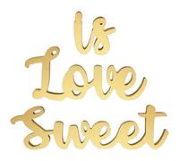 LOLIPPYY 1 Juego de Letrero de Madera Love Is Sweet Dorado para Decoración de Mesa de Boda, Centros de Mesa Rústicos para Recepción, Decoración para Aniversarios y Despedidas de Soltera