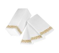LOLIPPYY 100 Piezas Servilletas de Desechables Blancas y Doradas Unidades Gruesas y Plegadas para Bodas Fiestas Eventos Elegantes y Restaurantes