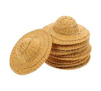 LOLIPPYY 12 Mini Sombreros Tejidos de Papel Color Imitación Hierba Tamaño 7 CM Accesorios Decorativos para Manualidades y Muñecas Adornos Pequeños para DIY y Fotografía
