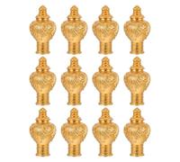 LOLIPPYY 12 Piezas Tapas Decorativas para Barra de Cortina de Ventana Capuchones de Plástico Dorado para Terminal de Varilla de Finales de Poste para Cortinas Ajustables Protección y