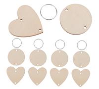LOLIPPYY 120 Piezas Discos de Madera Redondos y Corazón con y Anillas de Hierro para Calendario Colgante de Recordatorio de Cumpleaños y Manualidades