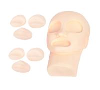 LOLIPPYY 1juego Cabeza De Práctica De Silicona Moldes Para Labios y Ojos Kit Desmontable Para Maquillaje y Bordado Sensación Similar La Piel Para Practicar Técnicas De Belleza