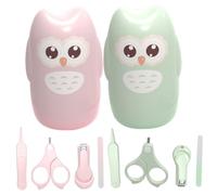 LOLIPPYY 2 juegos Kits de Cuidado de Uñas para Bebés Cortauñas y Tijeras de Seguridad Estuche de Almacenamiento con Diseño de Búho para Dedos Pequeños Seguro y Fácil de Usar