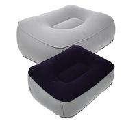 LOLIPPYY 2 Piezas Almohadas Inflables para Reposapiés de PVC Flocado Cojines Cómodos y Portátiles para Viaje y Descanso Gris Azul y Gris de Piernas y Circulación