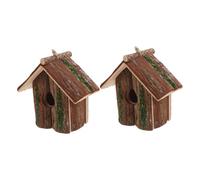 LOLIPPYY 2 Piezas Casa para Colibríes de Madera Natural Colgante Estilo Cabaña Nido Decorativo para Jardín Exterior Unidades para Atraer Aves y Embellecer Patios