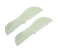 LOLIPPYY 2 Piezas Peine de masaje Xiuyu herramienta x peine guasha de masaje multifuncional cepillo de dientes finos de mano herramienta de piedra para el cuero cabelludo Light Green