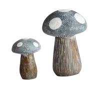 LOLIPPYY 2 Piezas Setas Decorativas de Resina para Jardín Figuras de Hongos Azul Profundo Adornos Realistas para Paisajismo y Decoración de Hogar Grande y Pequeño