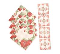 LOLIPPYY 20 hojas Servilletas de Fiesta con Estampado de Fresas Decorativas para Cenas y Celebraciones Temáticas