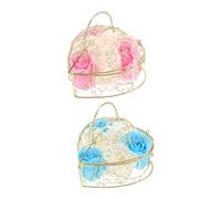 LOLIPPYY 2piezas Flores De Jabón Forma De Rosa Con Cesta De Hierro Jabón Aromático Portátil Decorativo Para Bodas y Cumpleaños Para Baño y Decoración Del Hogar