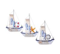 LOLIPPYY 3 Piezas Decoración Náutica de Madera con Artesanales Vintage Diseño Mediterráneo Compacto y Rústico para Mesa y Pared Adornos de Salvavidas y Estrella de Mar