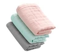 LOLIPPYY 3 piezas Toallas Muselina para Bebés Paños de Algodón Ultra para Recién Nacidos para Limpiar Eructos y Sudor Gris Verde Rosa