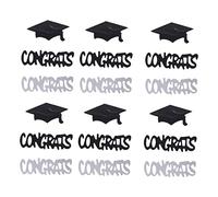 LOLIPPYY 3paquetes Confeti De Graduación Sombrero y Letras De Felicitación Para Decoración De Fiesta Suministros De Celebración Total Plata y Negro