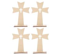 LOLIPPYY 4 Cruces de Madera para Decoración Religiosa del Hogar y Altar de Iglesia Cruz Cristiana de Mesa Artesanal Cruz de Jesús para Oración y Devoción Cristiana Obsequio de Bautizo