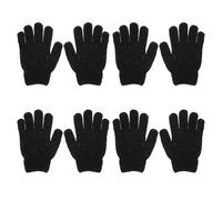 LOLIPPYY 4 Pares de Guantes de Baño Exfoliantes Negros de Poliéster para Masaje de Espalda y Eliminación de Piel Muerta Vida Diaria
