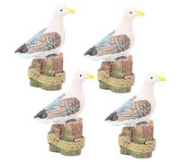 LOLIPPYY 4 Piezas Figuras Decorativas de Aves Marinas Resina de Miniaturas Realistas de Gaviotas para Jardín Casas de Muñecas y Manualidades Creativas
