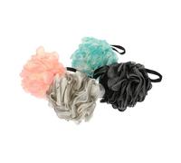 LOLIPPYY 4 piezas Unidades Esponjas Exfoliantes para Baño Suaves y Esponjosas Bolas de Malla para Ducha Colores Verde Gris Negro y Rosa Limpiadoras de Piel Corporal