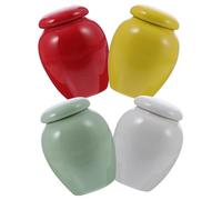 LOLIPPYY 4 Piezas Urnas Cerámicas para Cenizas de Mascotas Recipientes de Almacenamiento Sellados Diseño Amarillo Rojo Blanco Verde Textura Suave y Segura para Recuerdos Conmemorativos