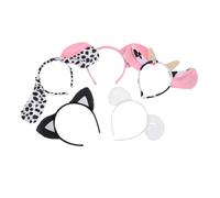 LOLIPPYY 5 piezas Diademas Animales de Peluche para Aros de Pelo Suaves con Orejas de Vaca Conejo Cerdo Oveja y Gato Accesorios Chic para Fiesta y Cosplay Infantil