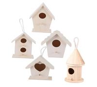 LOLIPPYY 5 Piezas Nidos de Pájaro de Madera sin Acabado para Decoración de Jardín Casa Colgante DIY para Pájaros Pequeños Accesorios Exterior para Pajareras y Casetas