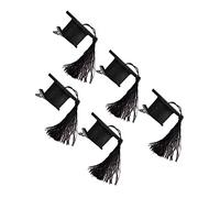 LOLIPPYY 5piezas Mini Gorro Graduación Doctoral Borlas Pinzas Para Cabello Decoración Para Fiestas De Graduación Adultos y Niño Niña Negro