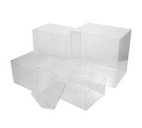 LOLIPPYY 6 Piezas Cajas de Acrílico Transparentes Forma de Cubo Exhibidores Multifuncionales para Buffet y Joyería Bases Resistentes para Presentación de Alimentos y Coleccionables Diseño